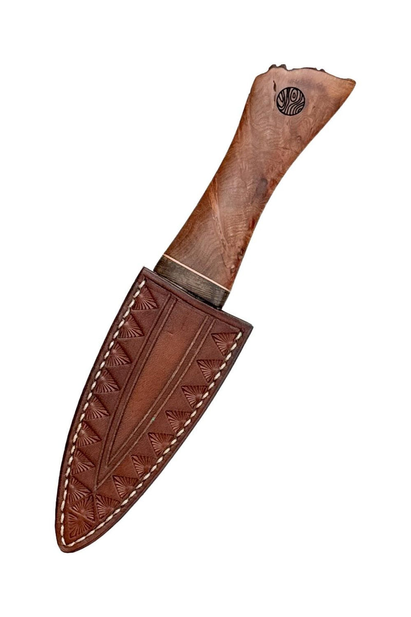 Elm, Brass, and Bog Oak Sgian Dubh with Wild River Forge Blade