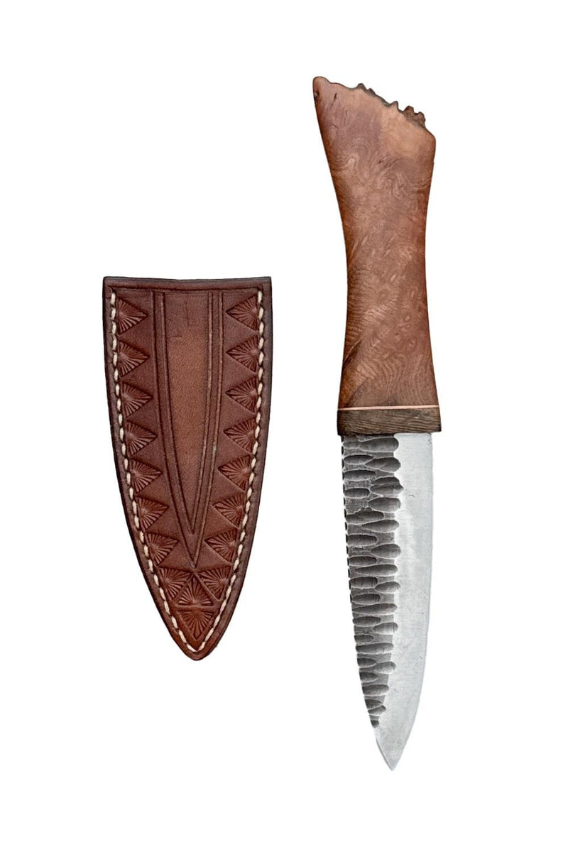 Elm, Brass, and Bog Oak Sgian Dubh with Wild River Forge Blade