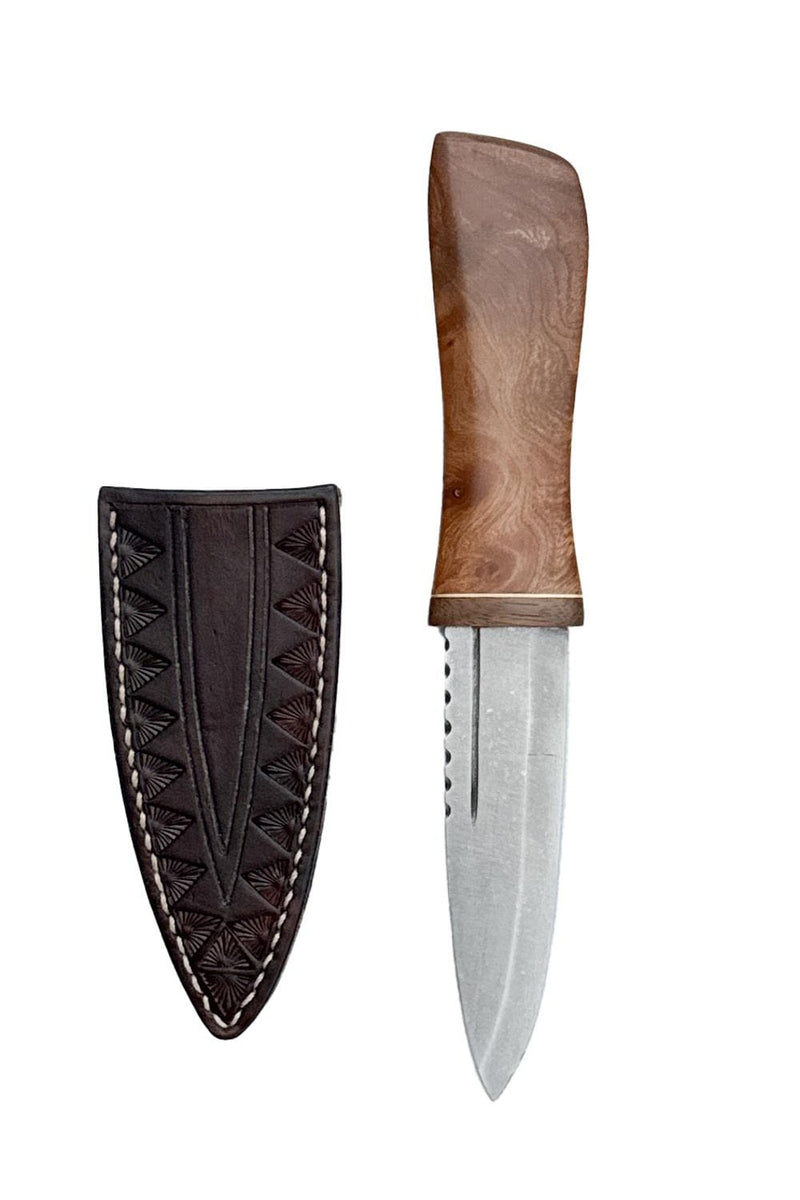 Elm, Brass and Reclaimed Mahogany Sgian Dubh with Wild River Forge Blade