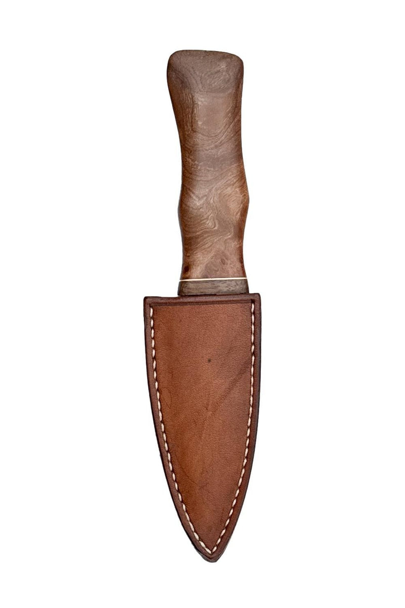 Elm, Brass and Reclaimed Mahogany Sgian Dubh with Wild River Forge Blade