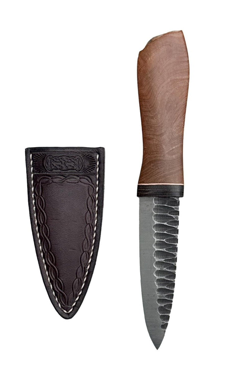 Elm, Brass, and Bog Oak Sgian Dubh with Wild River Forge Blade