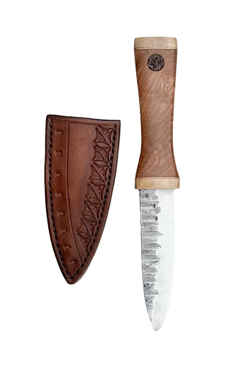 Elm, Brass and Sycamore Sgian Dubh on a Wild Forge Blade