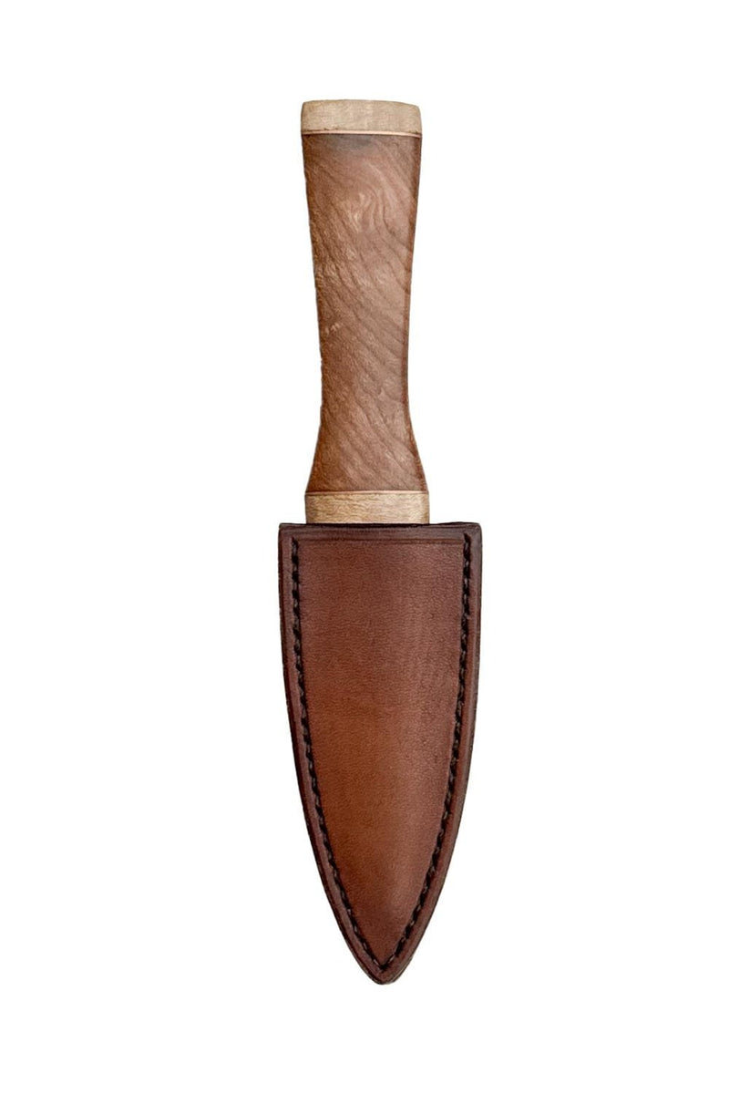 Elm, Brass and Sycamore Sgian Dubh on a Wild Forge Blade