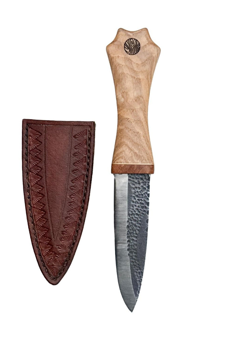Ash, Brass, and Elm Sgian Dubh with Wild River Forge Blade