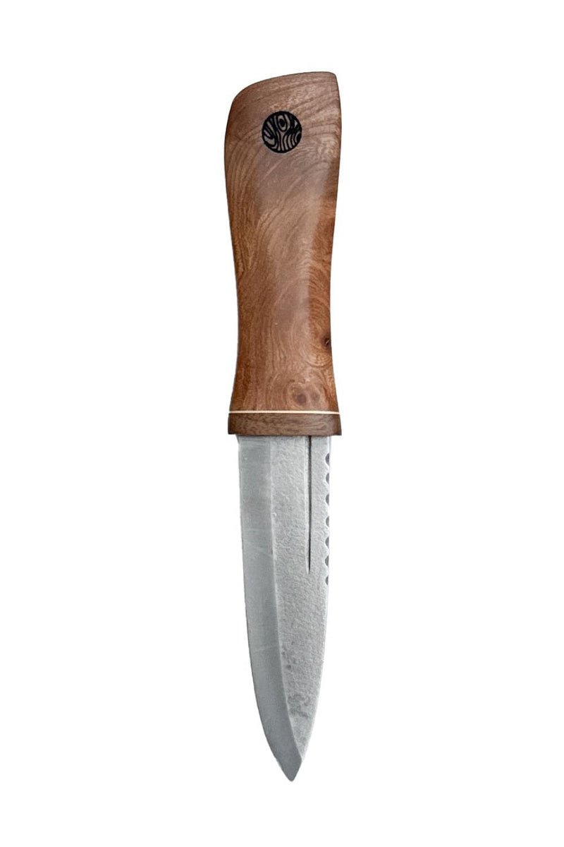 Burr Elm and Brass Sgian Dubh with Wild River Forge Blade