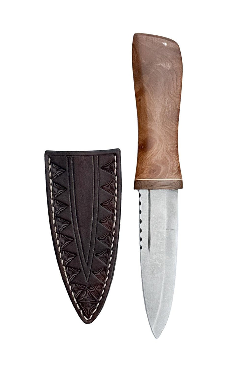 Burr Elm and Brass Sgian Dubh with Wild River Forge Blade