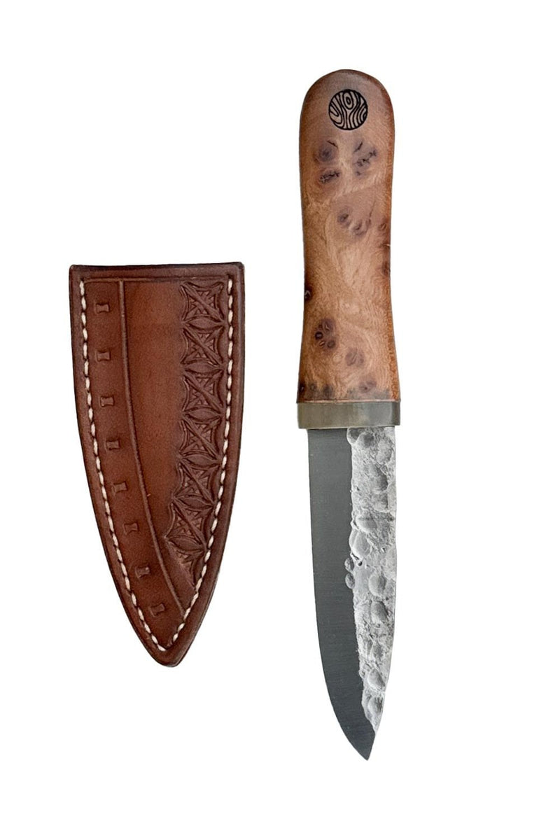 Burr Elm, Brass, and Cow Horn Sgain Dubh with Wild River Forge Blade