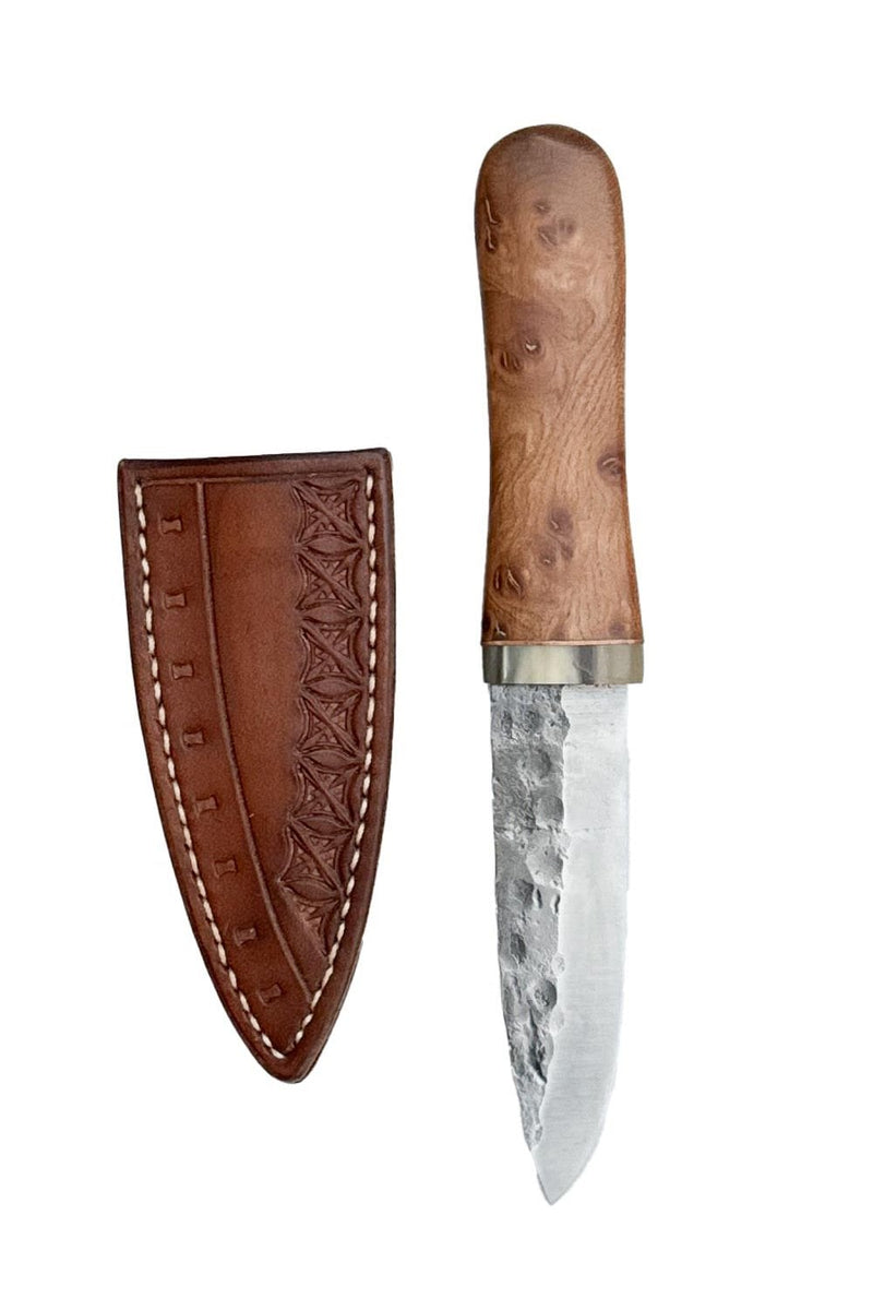 Burr Elm, Brass, and Cow Horn Sgain Dubh with Wild River Forge Blade