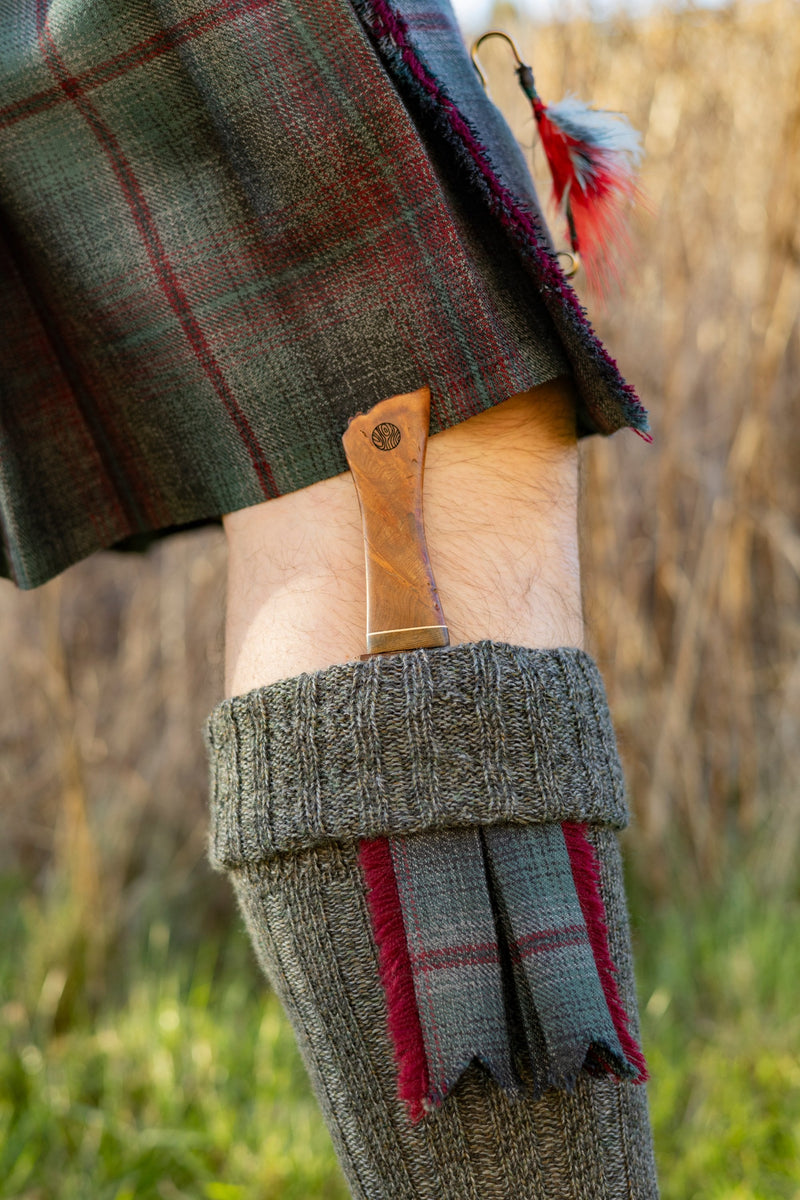 Elm, Brass, and Bog Oak Sgian Dubh with Wild River Forge Blade
