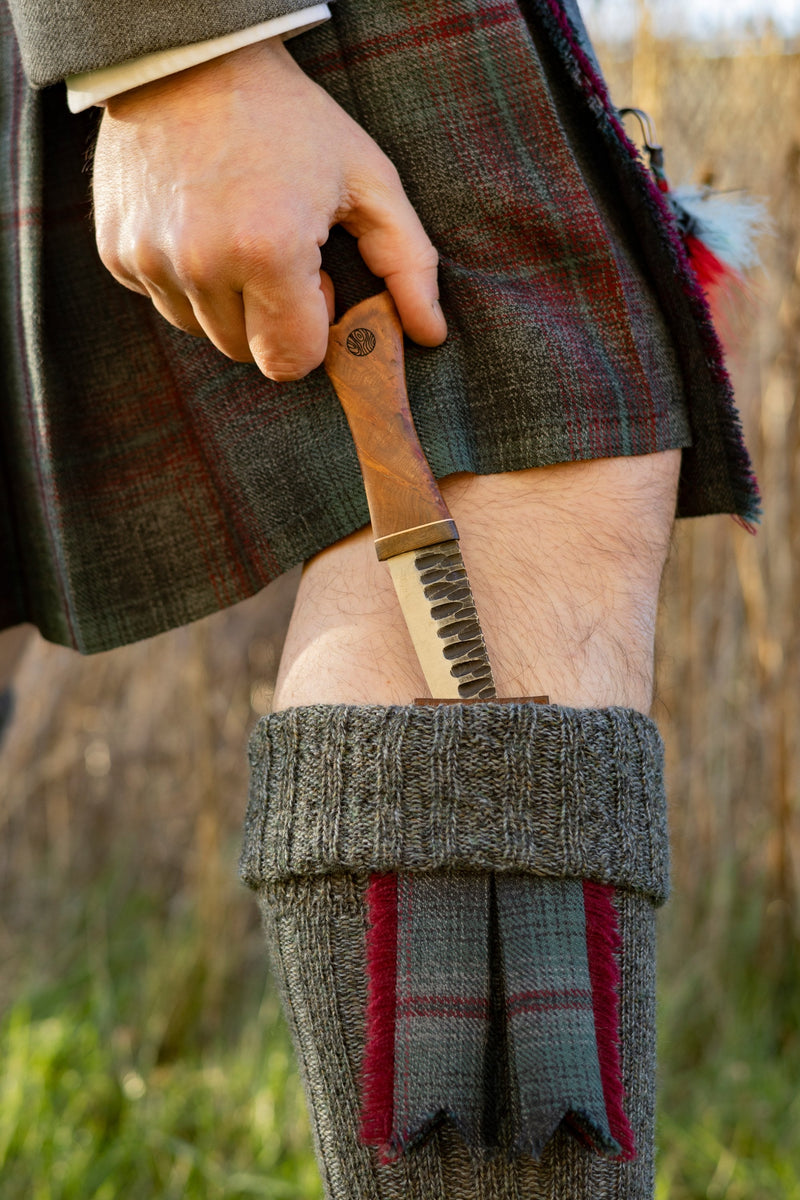 Elm, Brass, and Bog Oak Sgian Dubh with Wild River Forge Blade