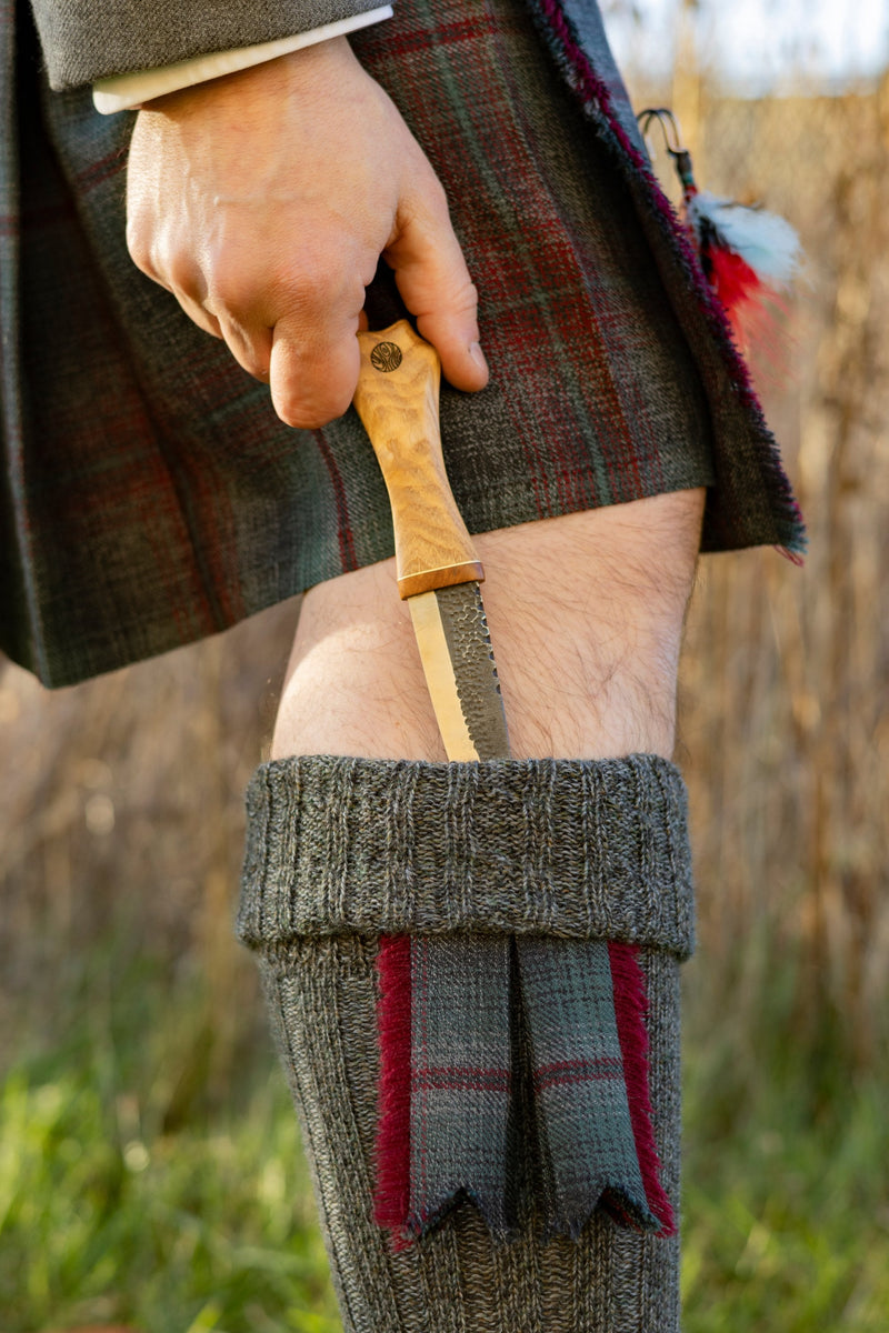 Ash, Brass, and Elm Sgian Dubh with Wild River Forge Blade