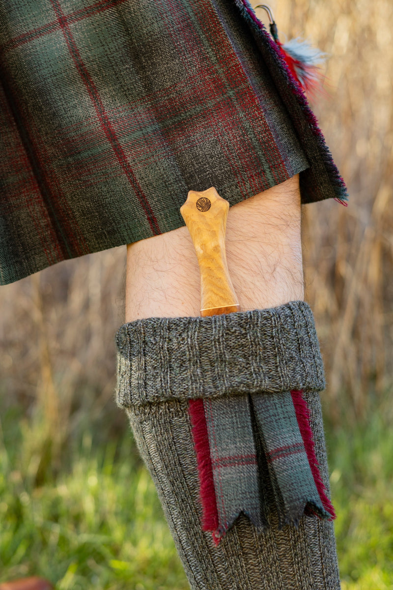 Ash, Brass, and Elm Sgian Dubh with Wild River Forge Blade