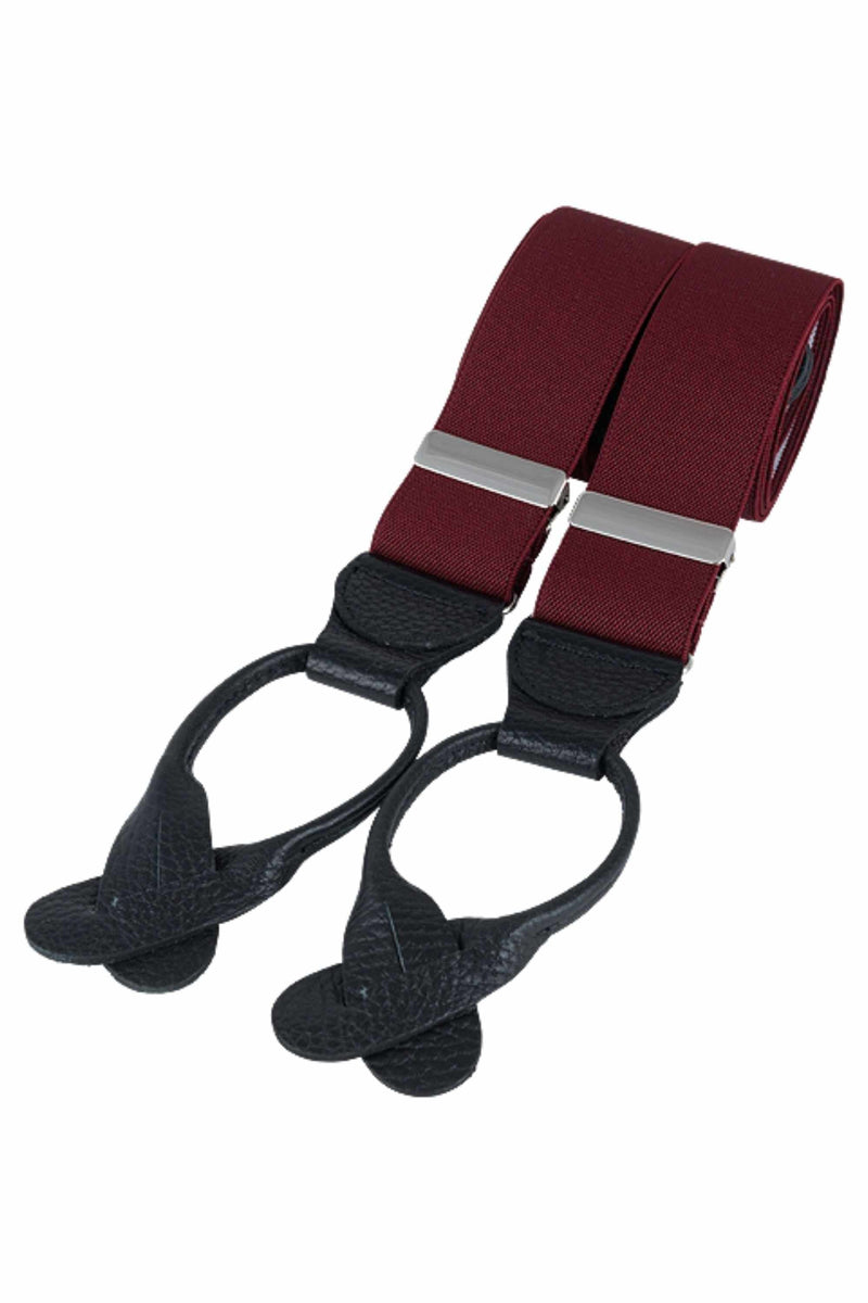 Burgundy Rolled Leather End Button Braces