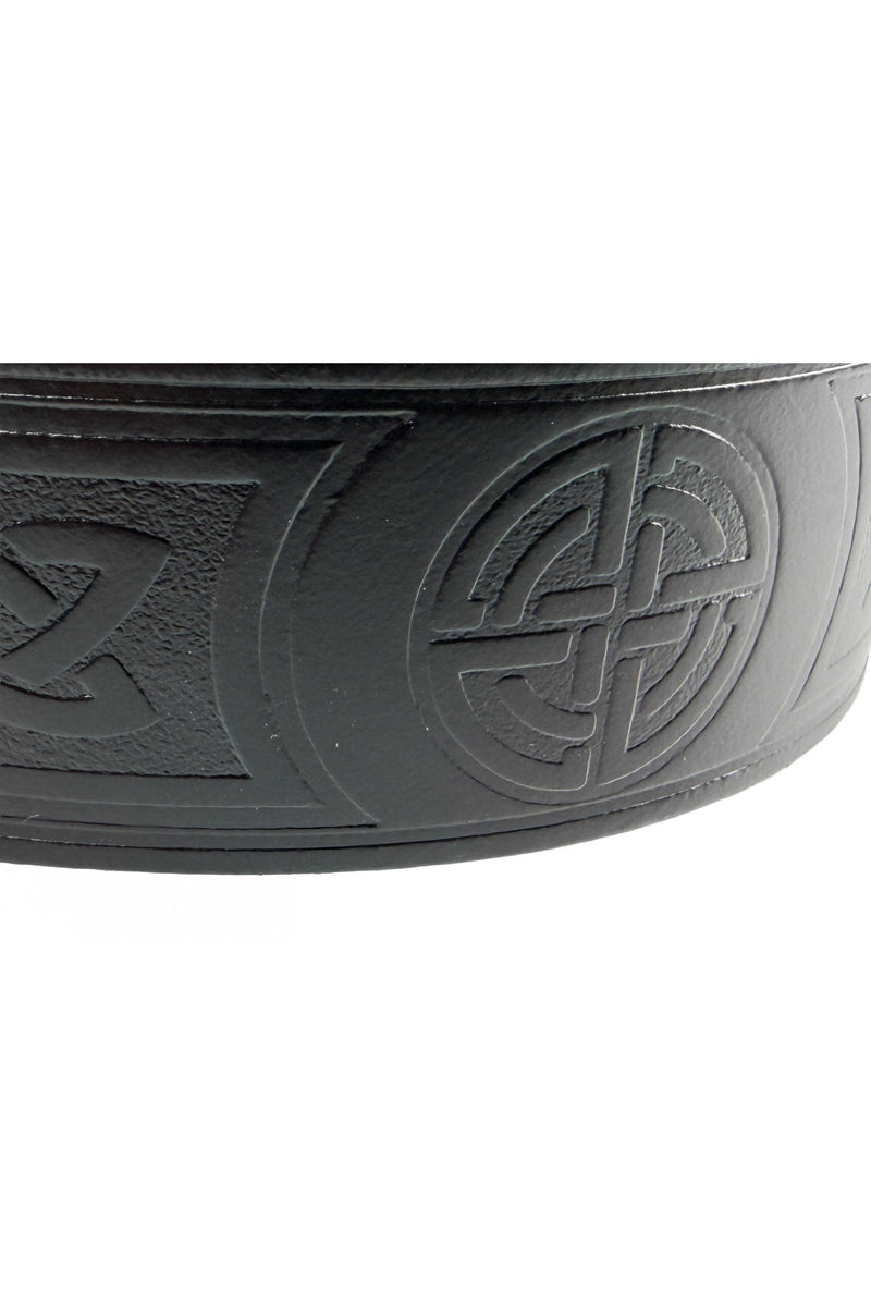 Black Leather Celtic Embossed Trouser Belt
