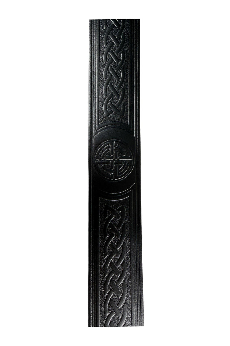 Black Leather Celtic Embossed Trouser Belt