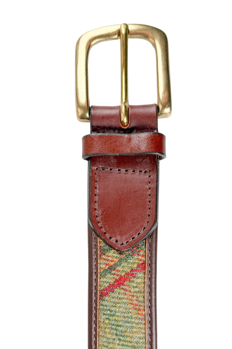 Brown Leather & Green Islay Tweed Trouser Belt