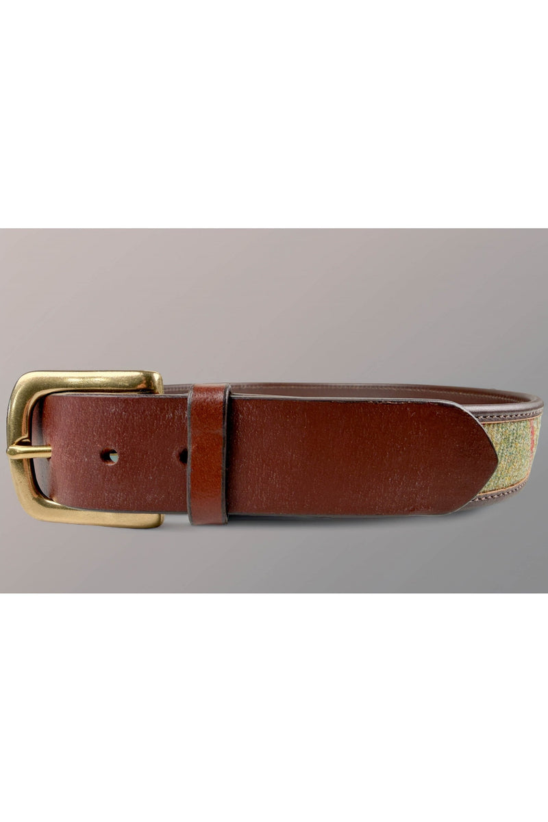 Brown Leather & Green Islay Tweed Trouser Belt