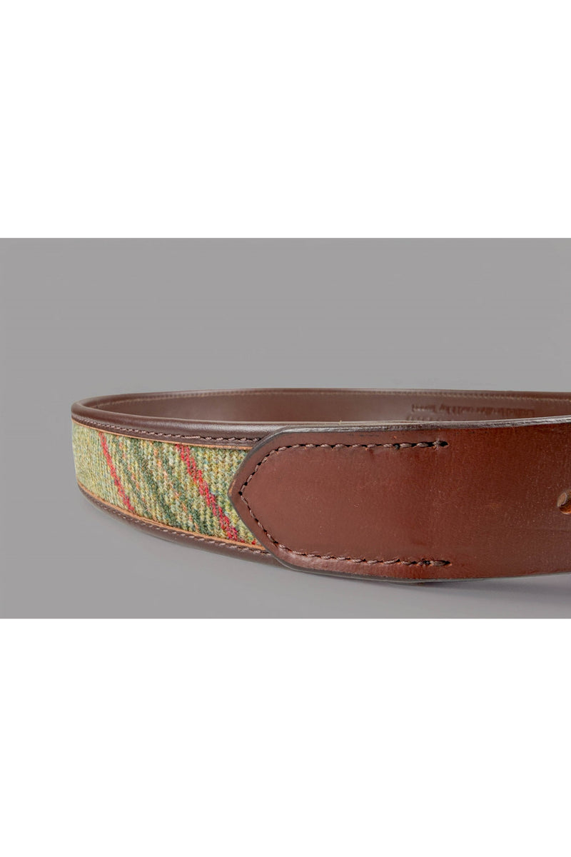 Brown Leather & Green Islay Tweed Trouser Belt
