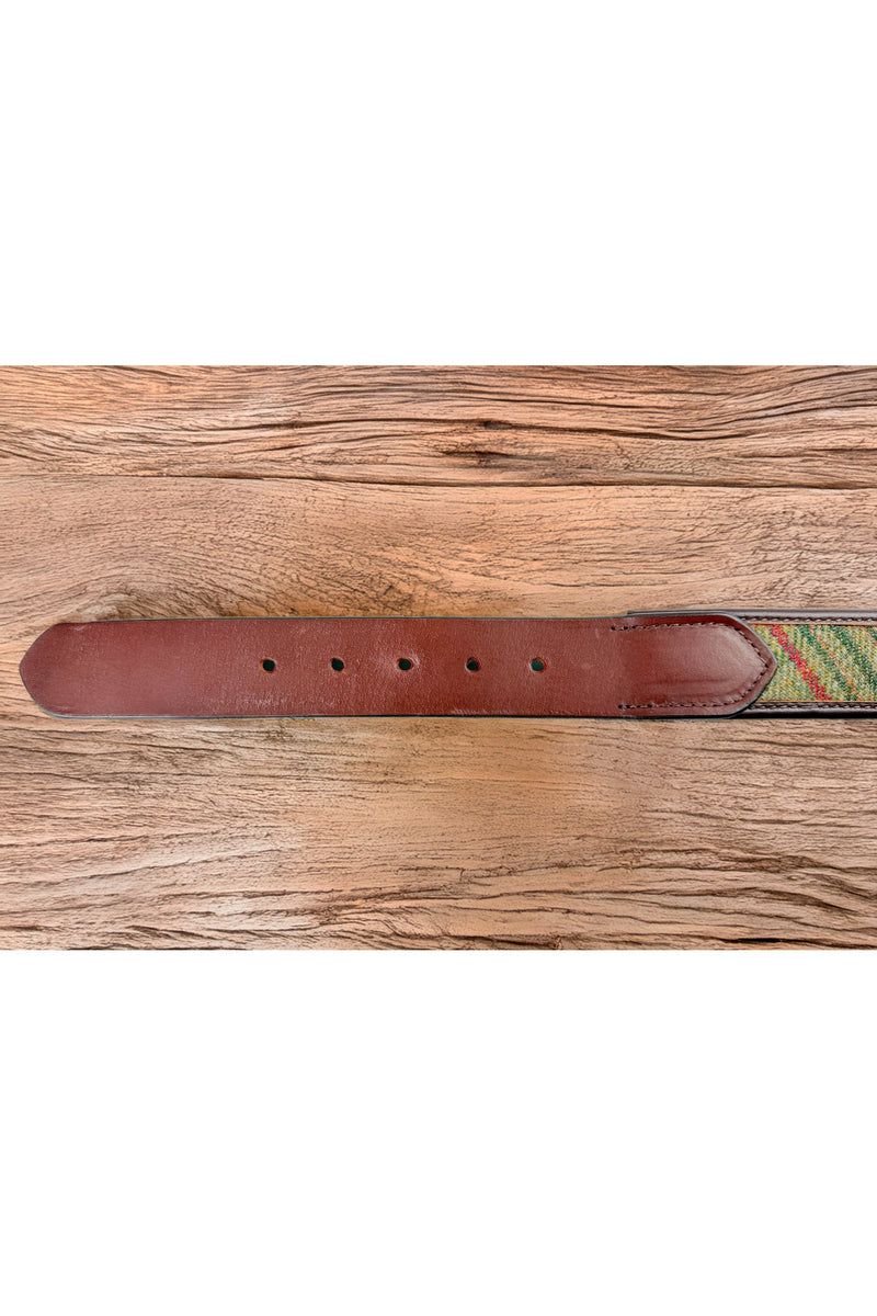 Brown Leather & Green Islay Tweed Trouser Belt