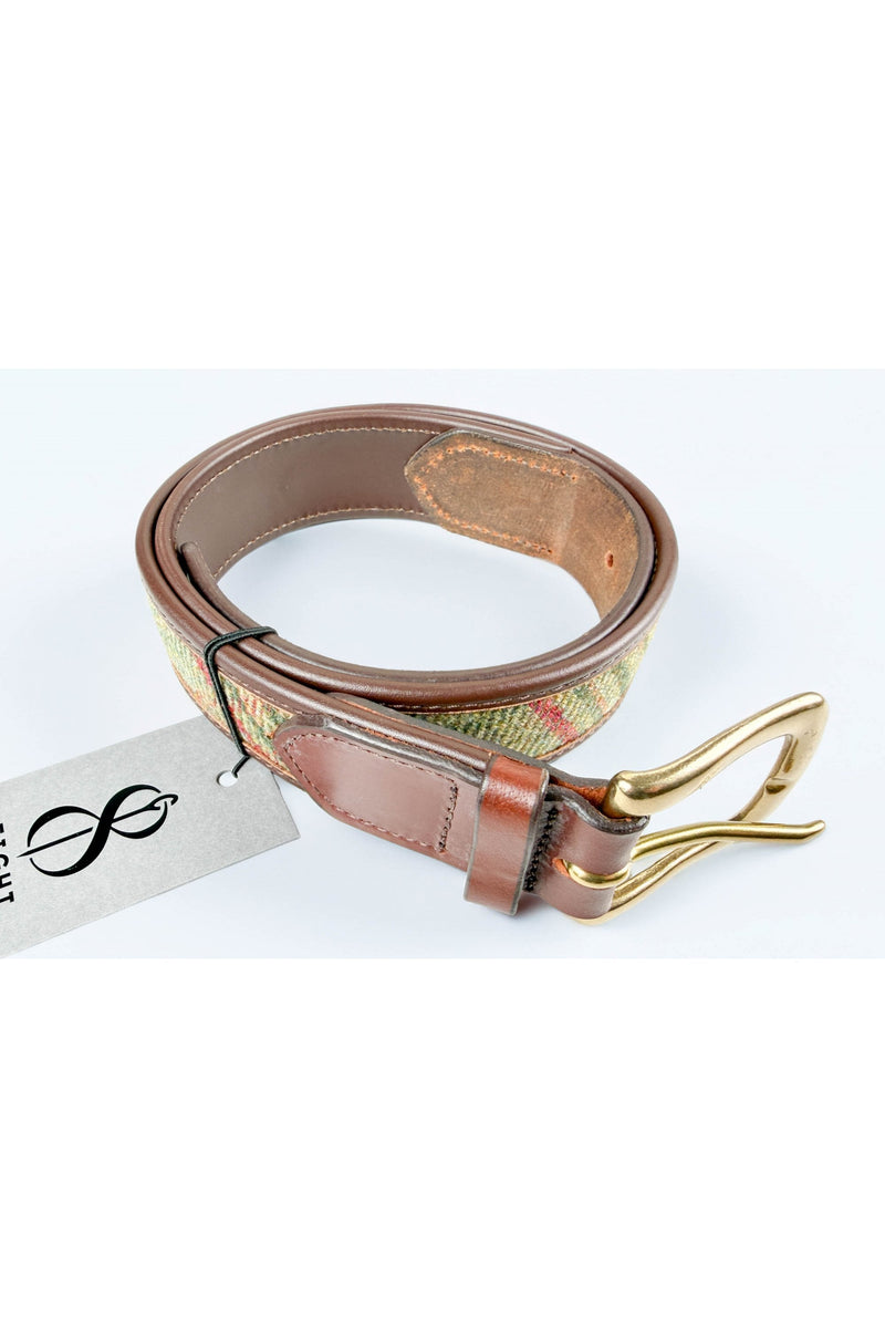 Brown Leather & Green Islay Tweed Trouser Belt