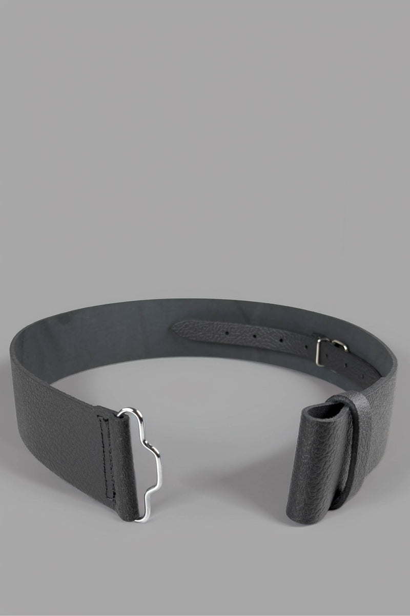 Black Unlined Adjustable Kilt Belt