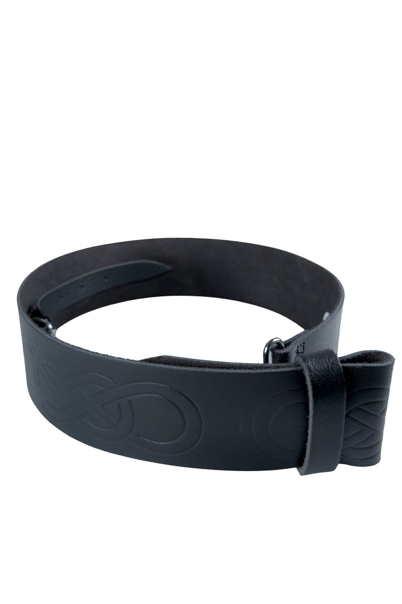 Black Leather Celtic Figure Eight Kilt Belt