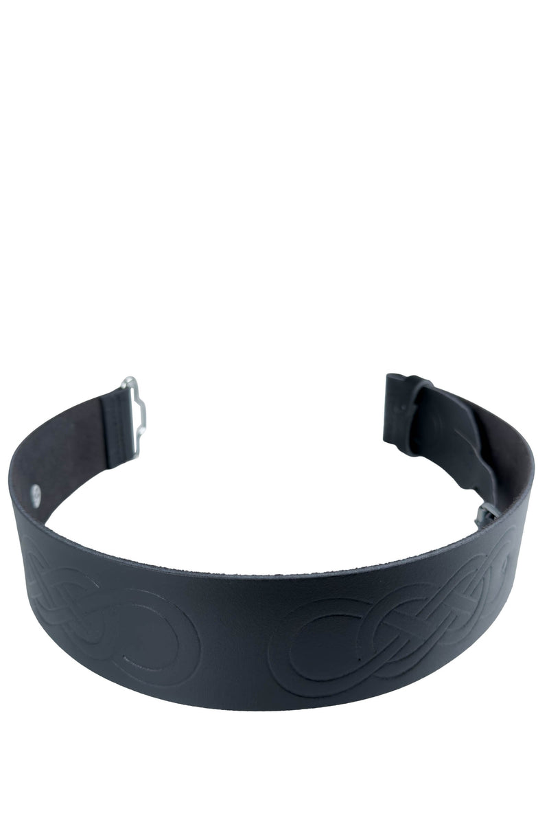 Black Leather Celtic Figure Eight Kilt Belt