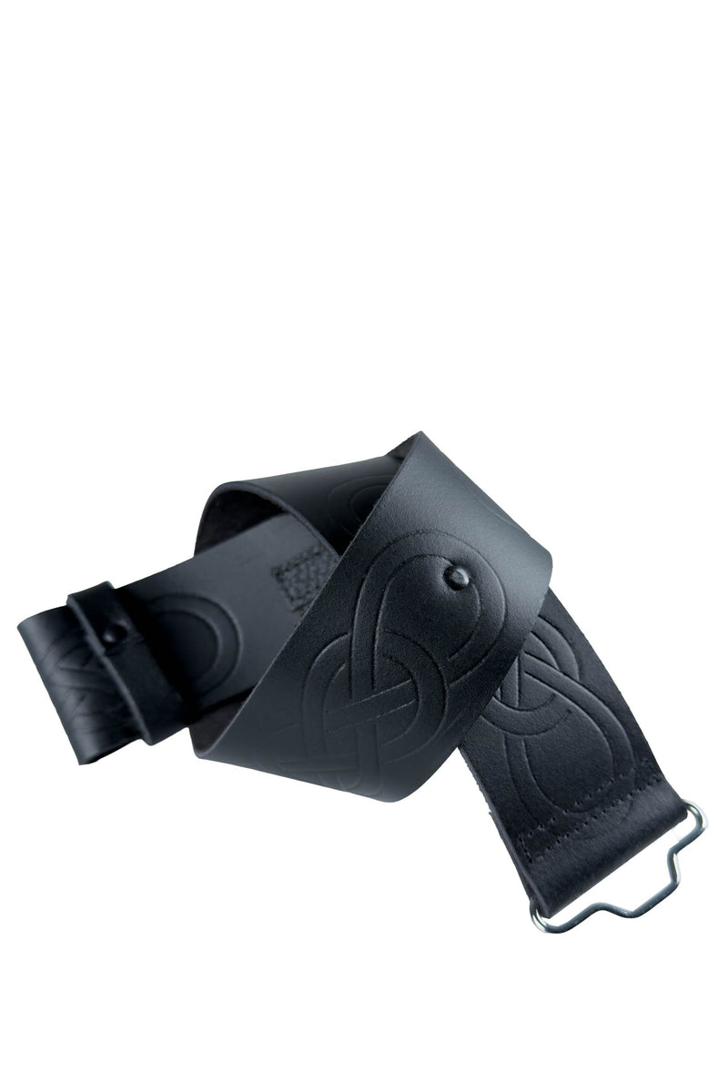 Black Leather Celtic Figure Eight Kilt Belt