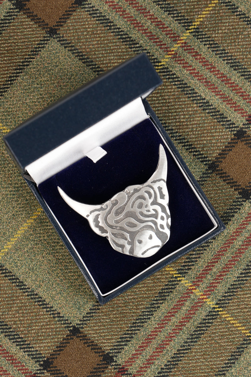Highland Cow Brooch Brushed, Small