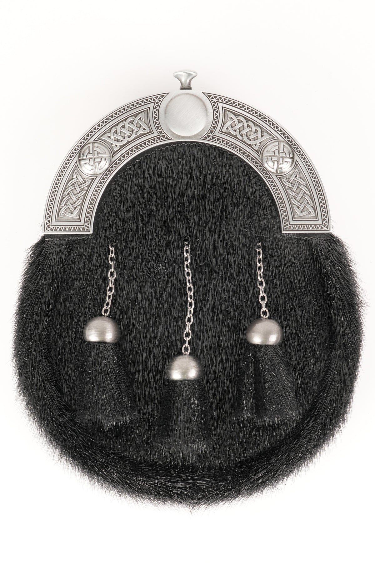 Dress Sporran Black Seal with Celtic Antique Cantle