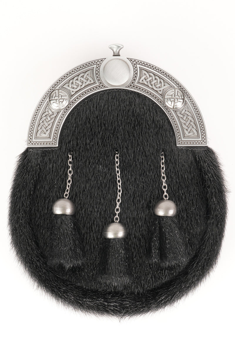 Dress Sporran Black Seal with Celtic Antique Cantle