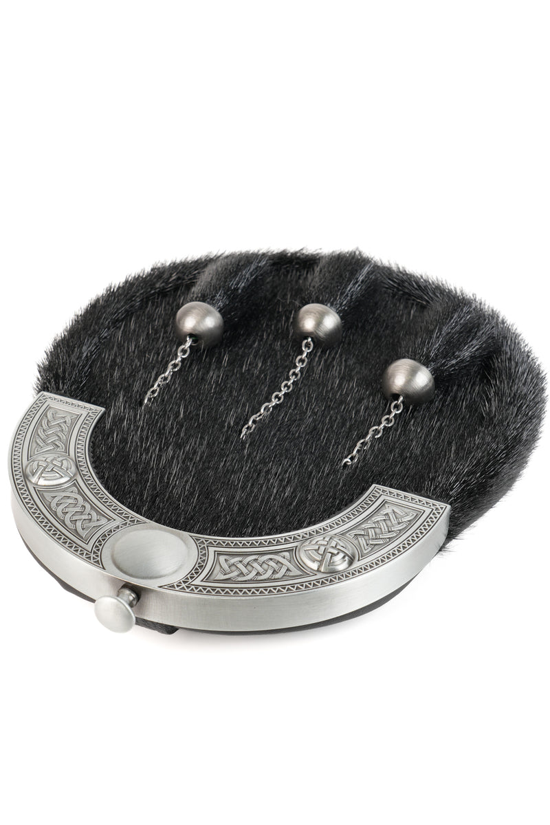 Dress Sporran Black Seal with Celtic Antique Cantle