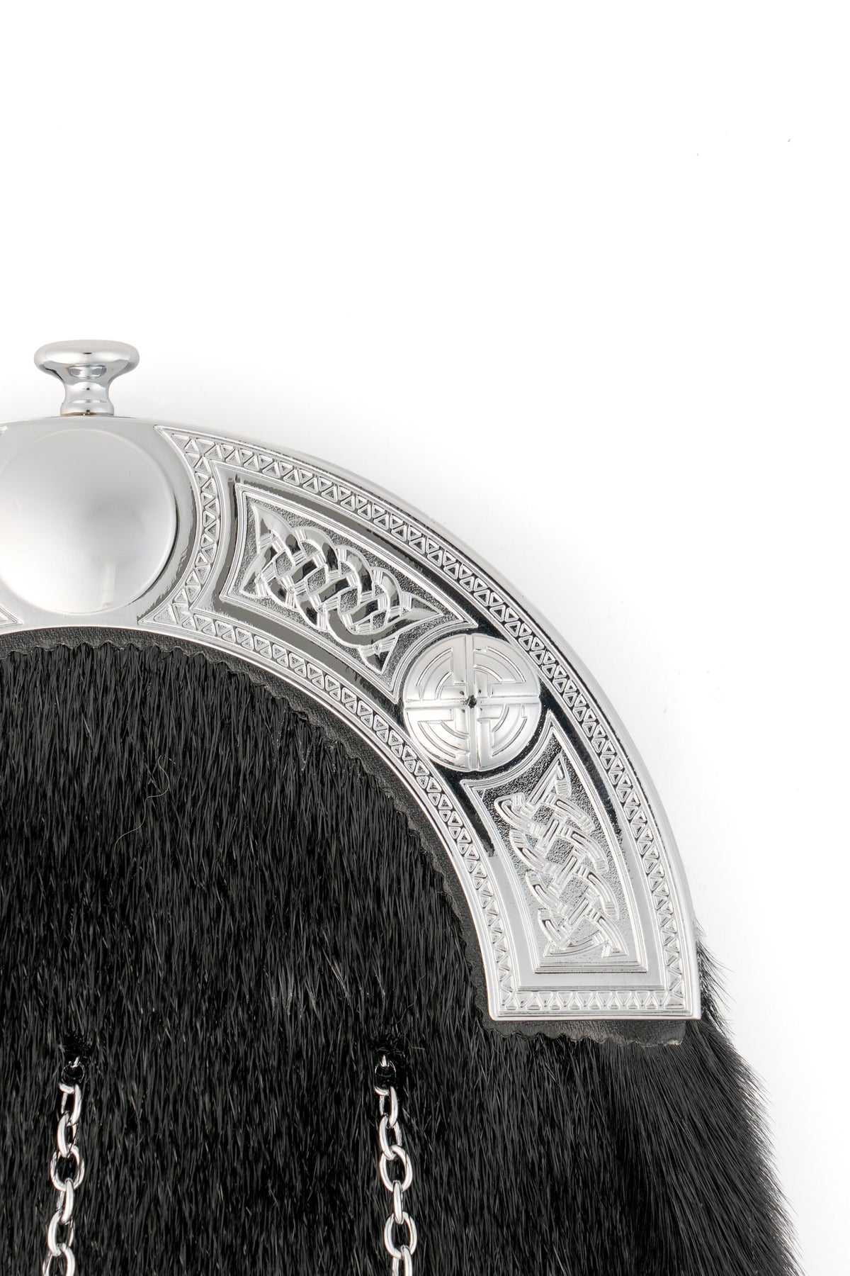 Dress Sporran Black Seal with Celtic Chrome Cantle