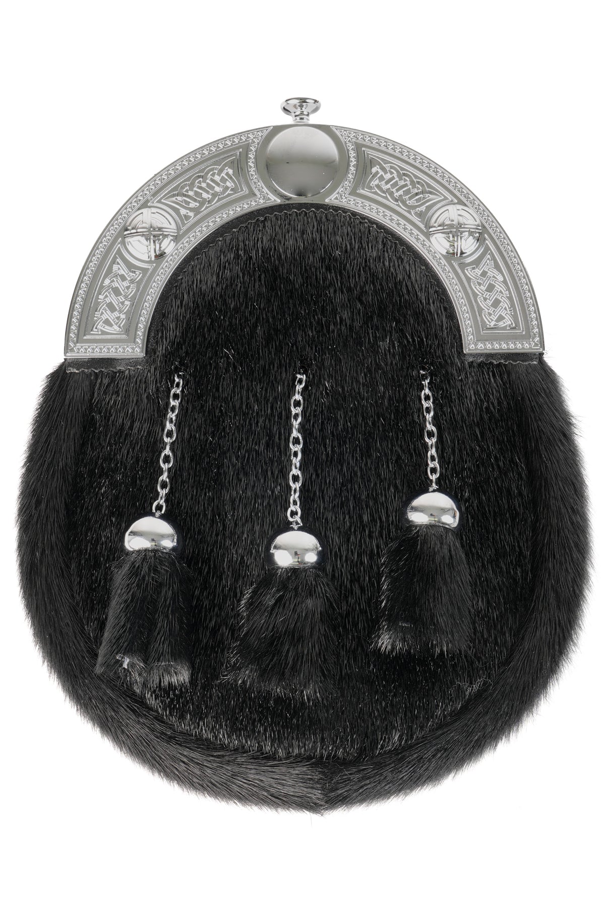 Dress Sporran Black Seal with Celtic Chrome Cantle