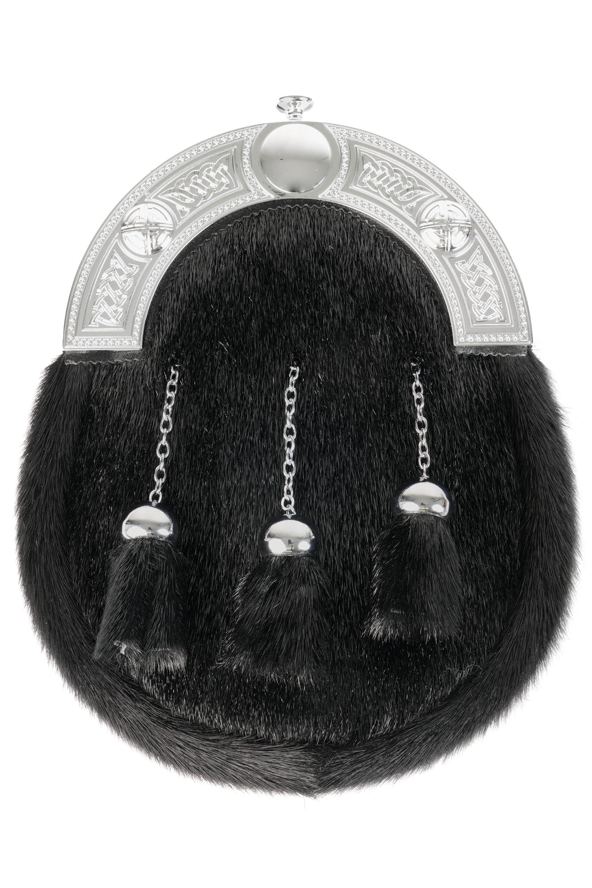 Dress Sporran Black Seal with Celtic Chrome Cantle