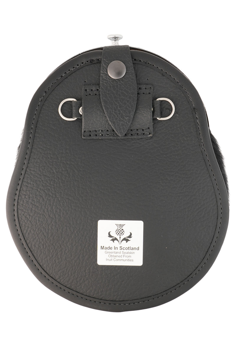 Dress Sporran Black Seal with Celtic Chrome Cantle