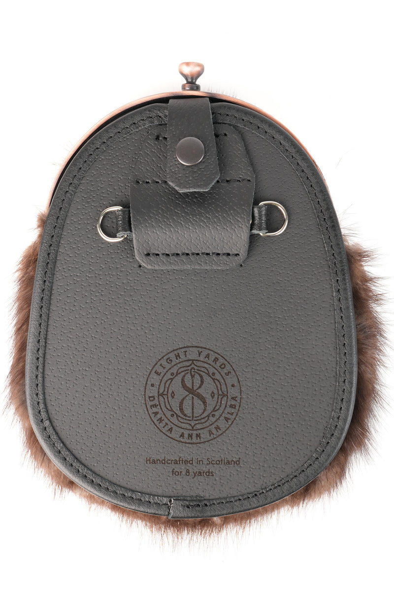 Dress Sporran Brown Musquash with Stag and Thistle Copper Cantle
