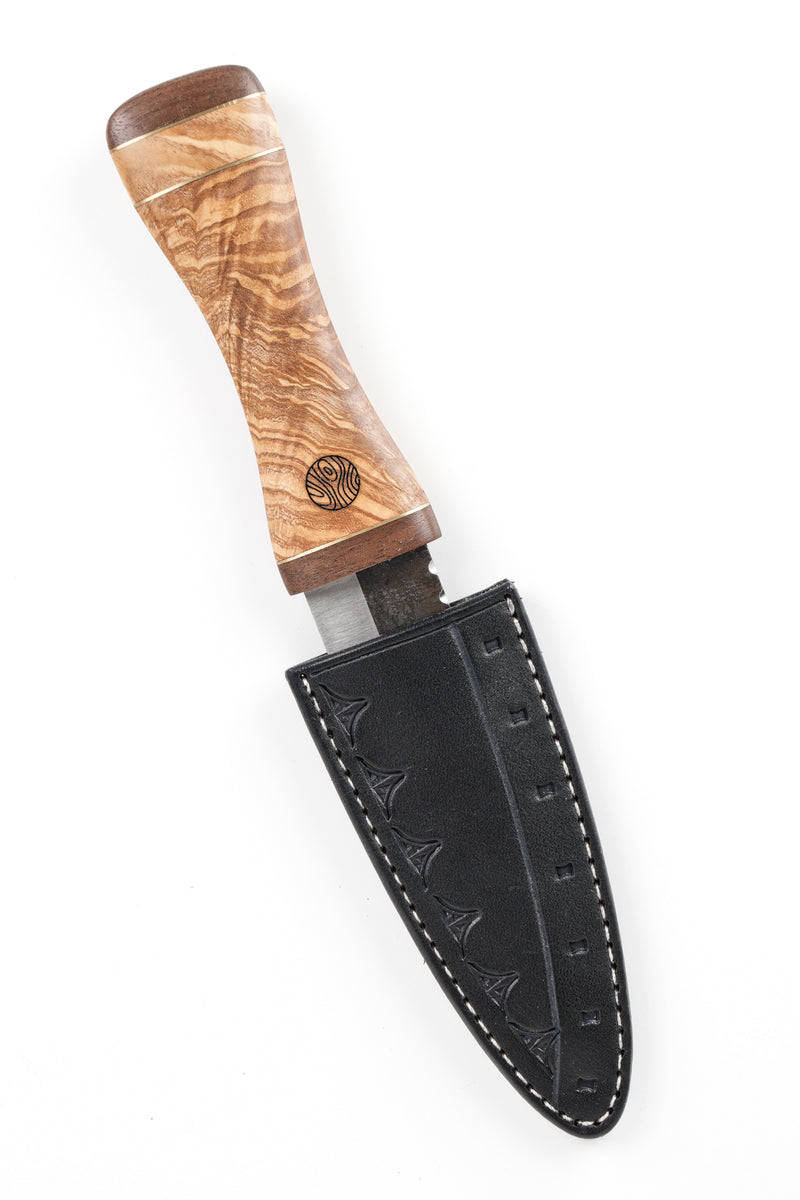 Ash, Walnut and Brass Sgian Dubh on a Wild River Forge Blade