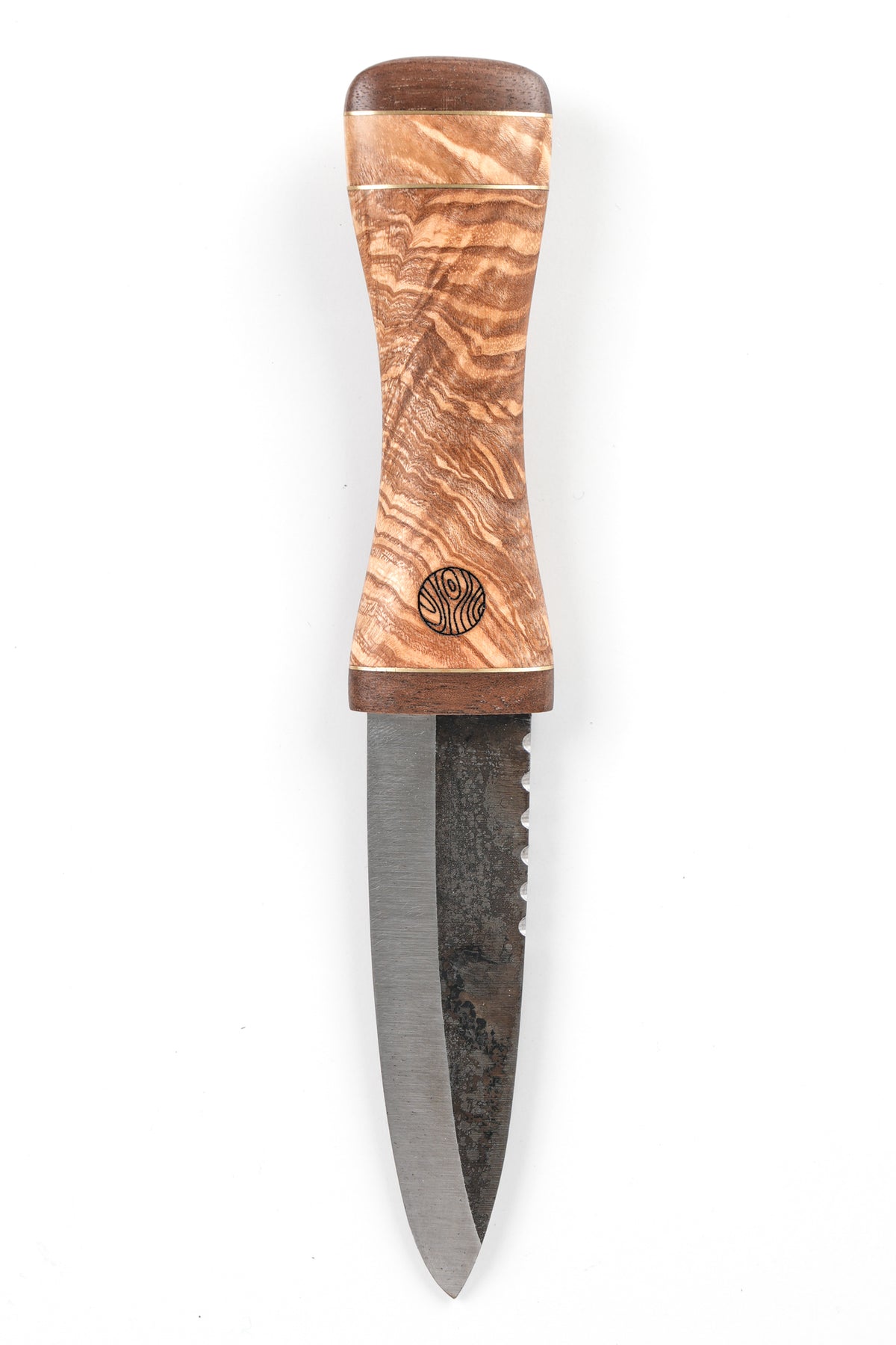 Ash, Walnut and Brass Sgian Dubh on a Wild River Forge Blade