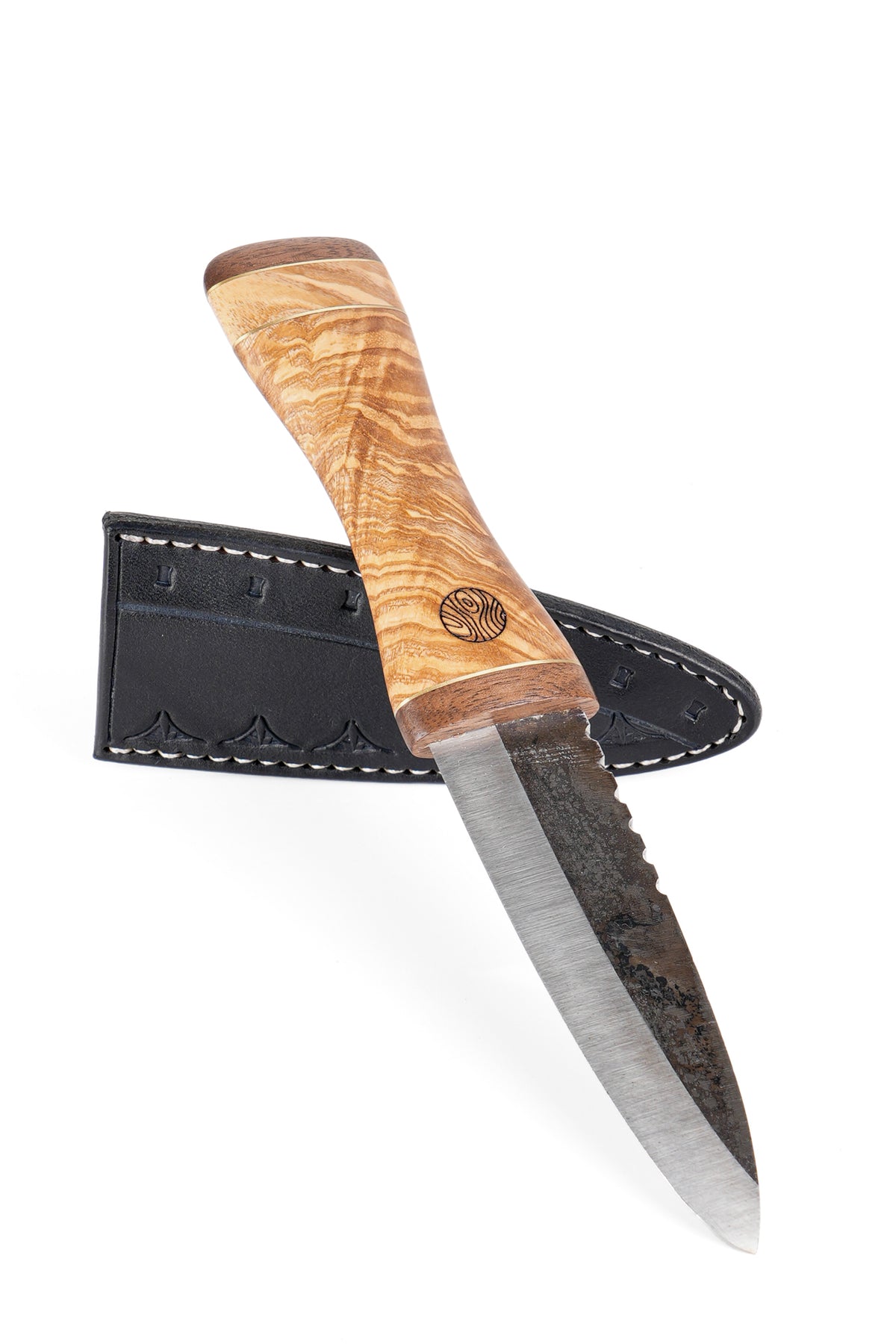 Ash, Walnut and Brass Sgian Dubh on a Wild River Forge Blade
