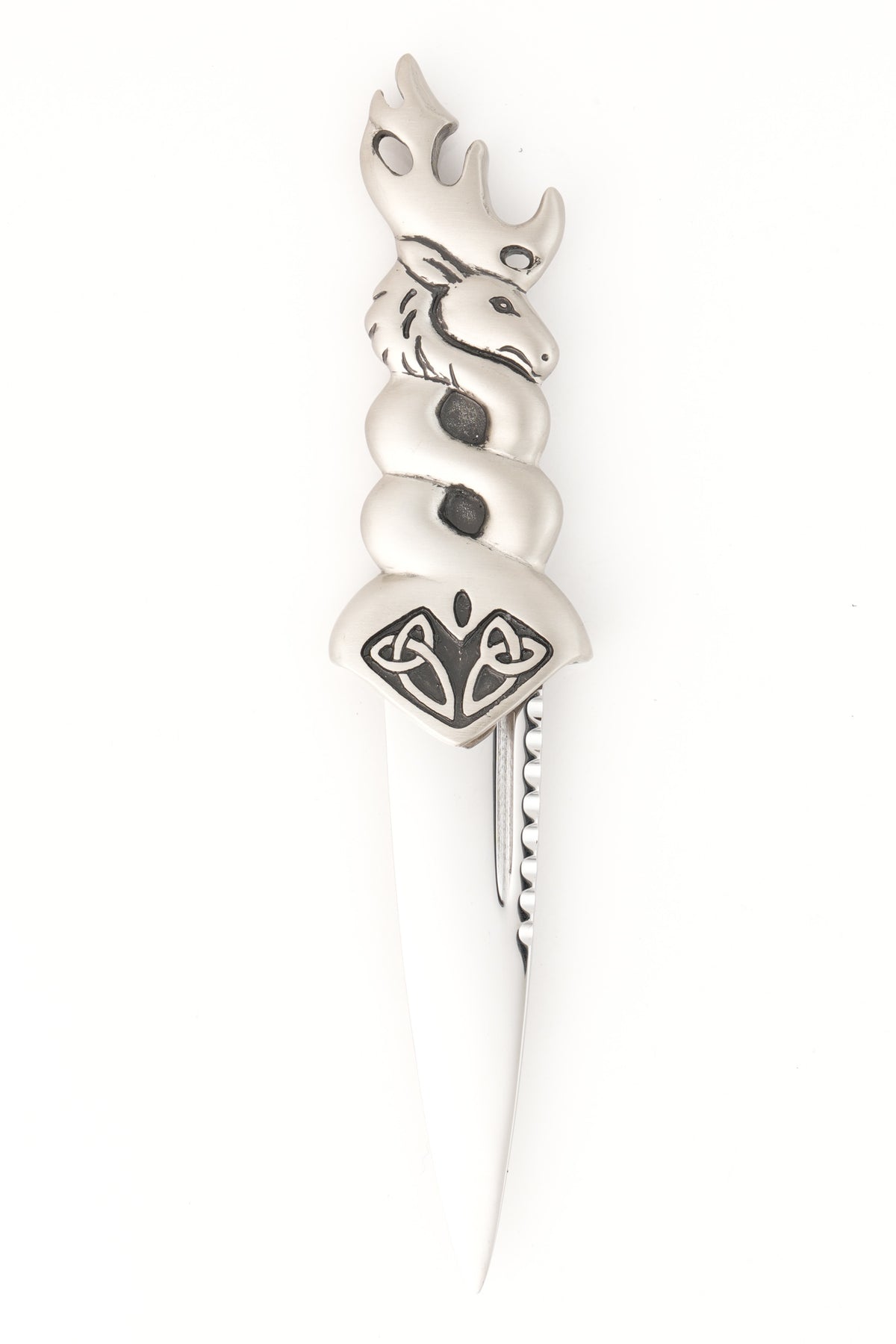 Glenfinnan Stag Celtic Sgian Dubh with Matt Pewter Handle