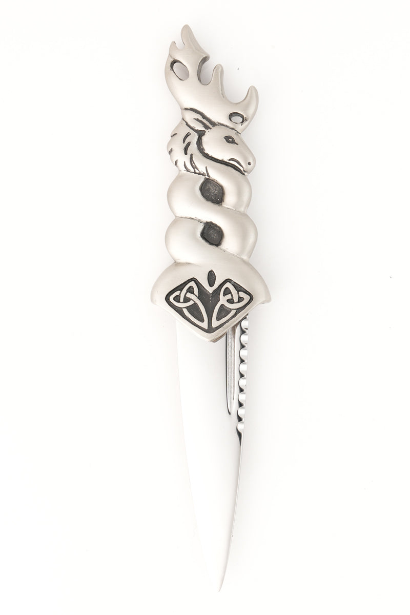 Glenfinnan Stag Celtic Sgian Dubh with Matt Pewter Handle