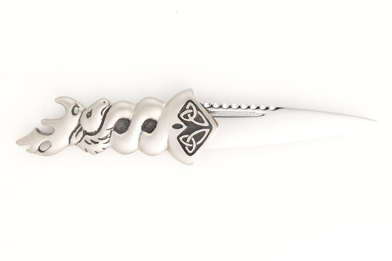 Glenfinnan Stag Celtic Sgian Dubh with Matt Pewter Handle