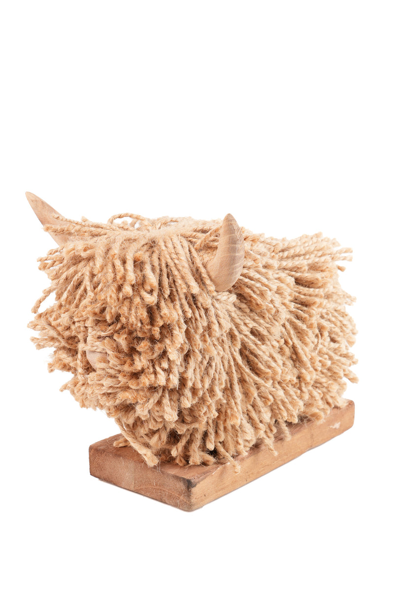 Morag Teeny Weeny Natural Jute Highland Cow Wooden Ornament