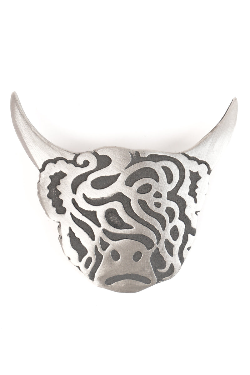 Highland Cow Pewter Plaid Brooch, Handmade in Scotland