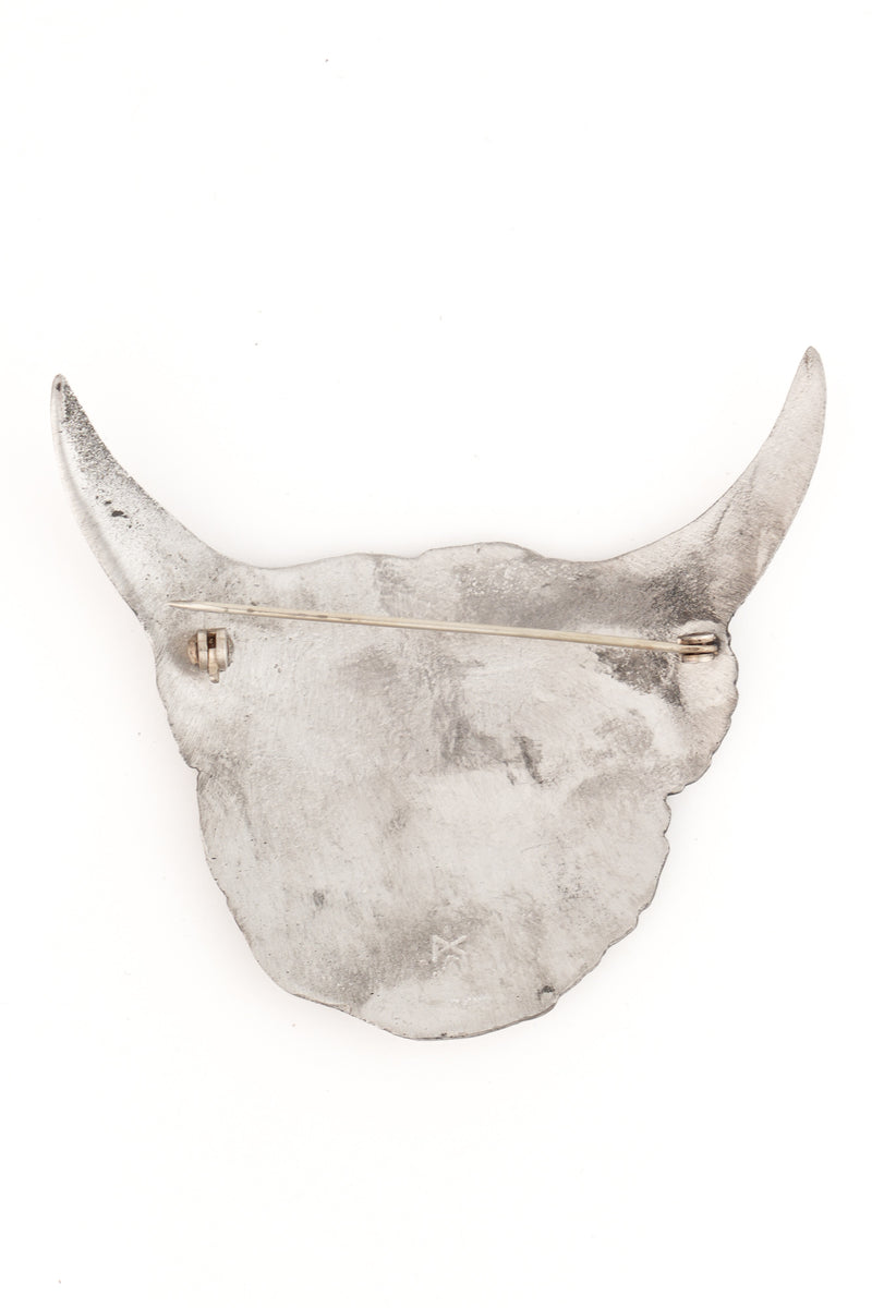 Highland Cow Pewter Plaid Brooch, Handmade in Scotland