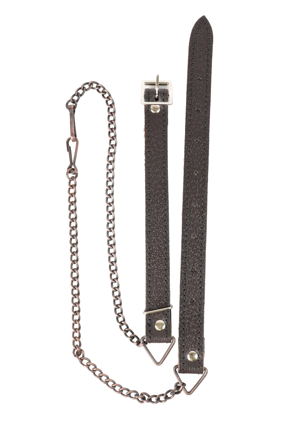 Sporran Chain Strap, Copper Link & Brown Leather, Adjustable