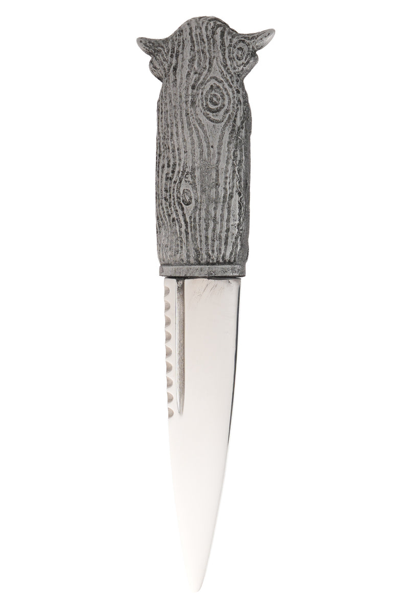 Highland Cow Daywear Sgian Dubh with Silver Resin Handle